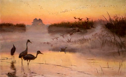 Józef Chełmoński - Świt. Królestwo ptaków 1906