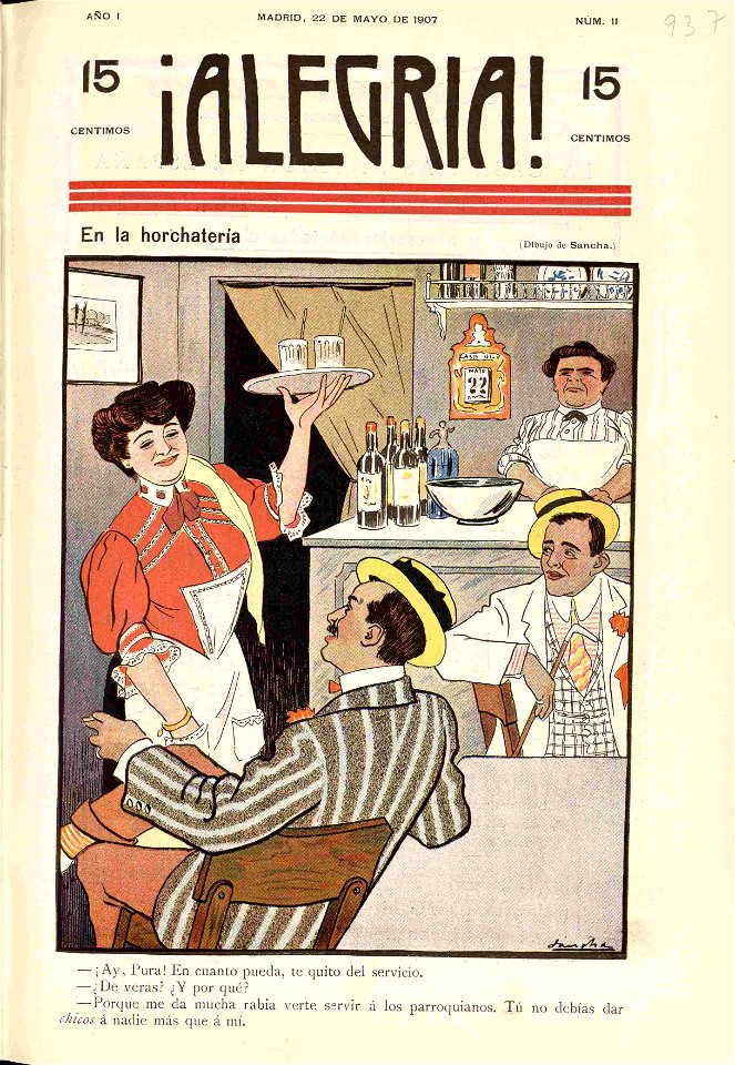 1907-05-22, ¡Alegría!, En la horchatería, Sancha