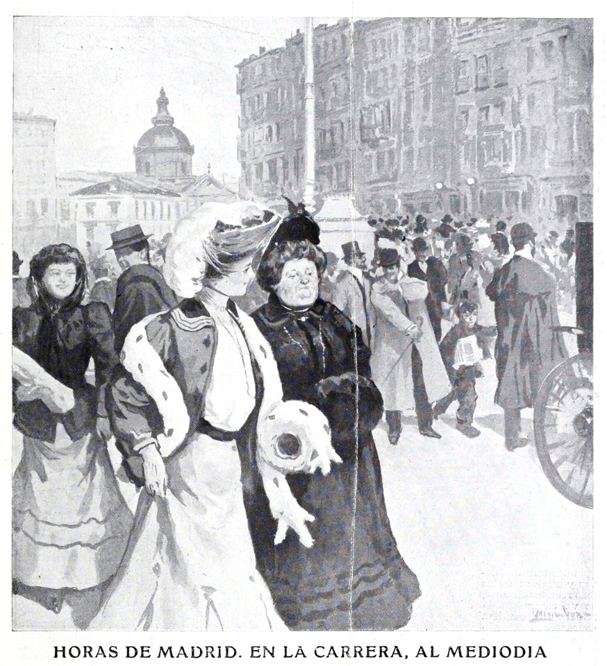 1907-05-04, Blanco y Negro, Horas de Madrid, En la Carrera, al mediodía, Medina Vera