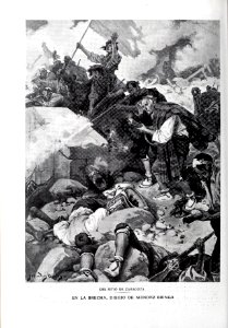 1908-05-02, Blanco y Negro, Del sitio de Zaragoza, En la brecha, Méndez Bringa
