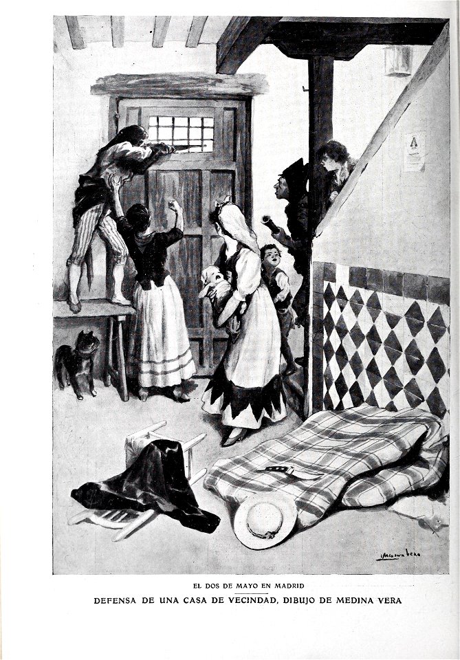 1908-05-02, Blanco y Negro, El dos de mayo en Madrid, Defensa de una casa de vecindad, Medina Vera