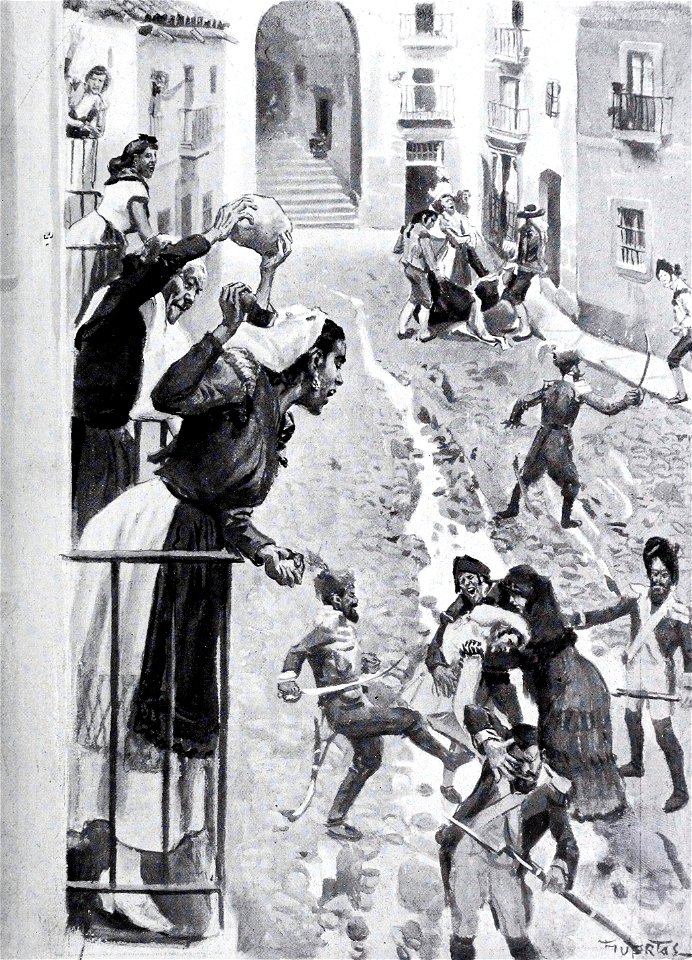 1908-05-02, Blanco y Negro, El dos de mayo en Madrid, Escenas en la calle de Cuchilleros, Huertas (cropped)