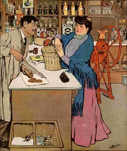 1908-01-08, ¡Alegría!, En la tienda, Medina Vera (cropped). Free illustration for personal and commercial use.