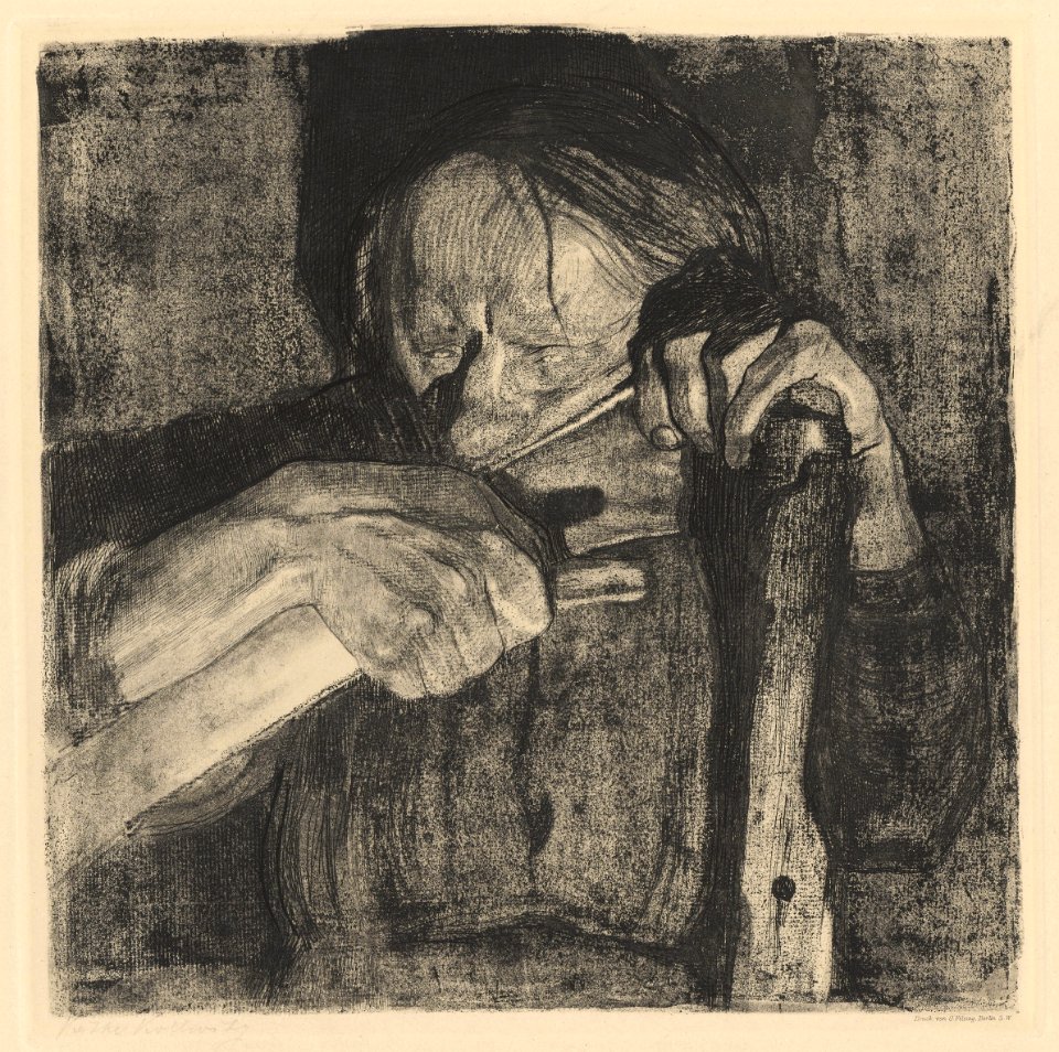 Kollwitz Whetting the scythe. Free illustration for personal and commercial use.