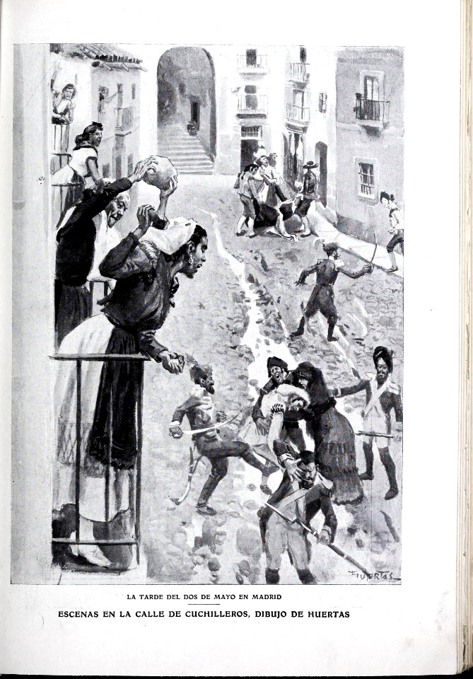 1908-05-02, Blanco y Negro, El dos de mayo en Madrid, Escenas en la calle de Cuchilleros, Huertas