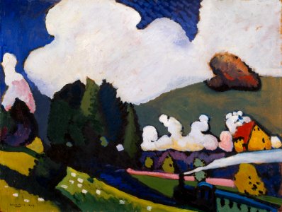 1909 landscape near murnau with locomotive 2k