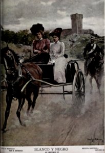1909-09-18, Blanco y Negro, Visita al castillo, Enrique Estevan. Free illustration for personal and commercial use.