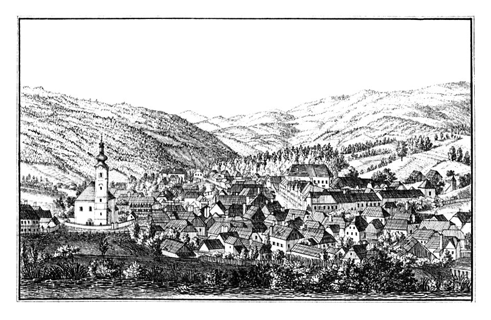 191 Mürzzuschlag gegen den Semmering - J.F.Kaiser Lithografirte Ansichten der Steiermark 1830