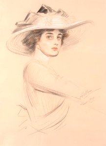 Helleu Paul Cesar - Portrait Of A Woman. Free illustration for personal and commercial use.