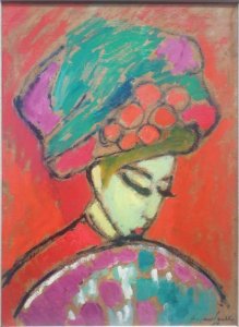 1910 painting by Alexej von Jawlensky - Young Girl with a Flowered Hat
