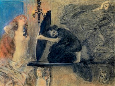 Teodor Axentowicz - Noc. Przed lustrem