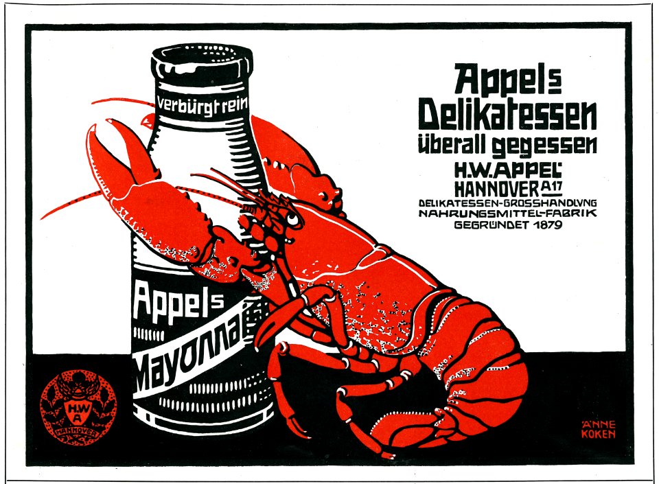 1911-04-20 Illustrirte Zeitung S. 0014 S. XIV oberes Teil, Änne Koken Appels Mayonnaise Delikatessen Hummer