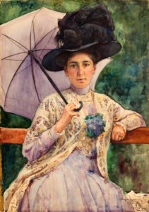 Aleksander Augustynowicz - Portret kobiety w kapeluszu 1909. Free illustration for personal and commercial use.