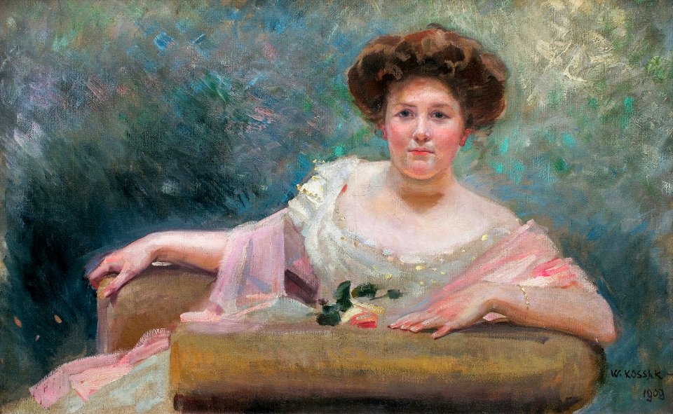 Wojciech Kossak - Portret pani w fotelu 1909