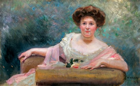 Wojciech Kossak - Portret pani w fotelu 1909