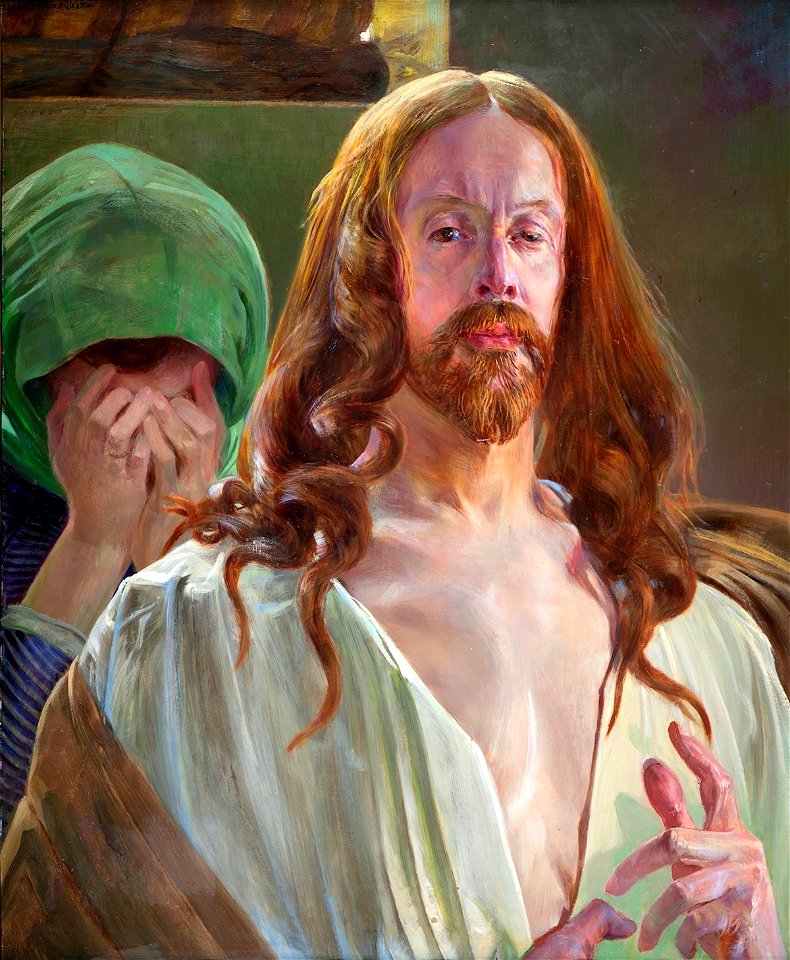 Jacek Malczewski - Chrystus i jawnogrzesznica 1910