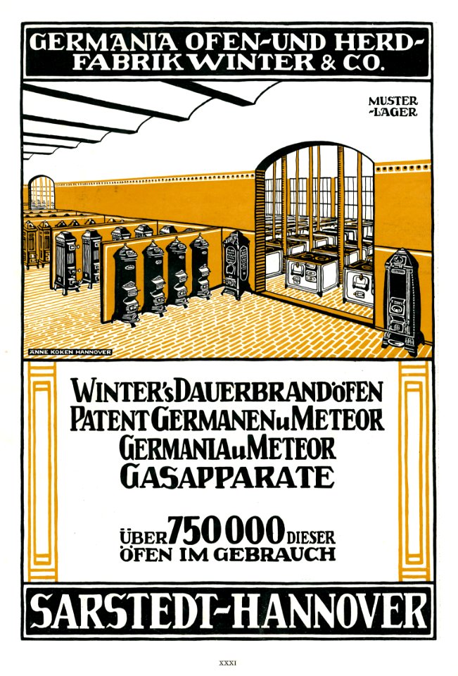 1911-04-20 Illustrirte Zeitung S. 0031 S. XXXI, Germania Ofen- und Herdfabrik Winter & Co. Sarstedt-Hannover, Änne Koken