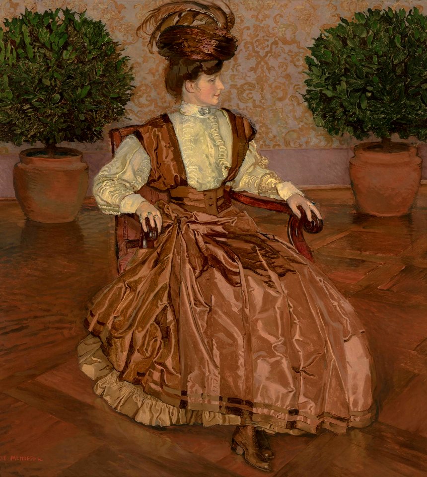 Józef Mehoffer - Portret żony (W laurowej sali) 1909