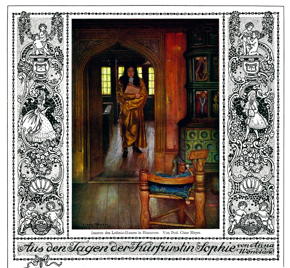 1911-04-20 Illustrirte Zeitung S. 0039 S. 07 obere Hälfte Gottfried Wilhelm Leibniz im Leibnizhaus, Hannover, Claus Meyer, Änne Koken, Anna Wendland