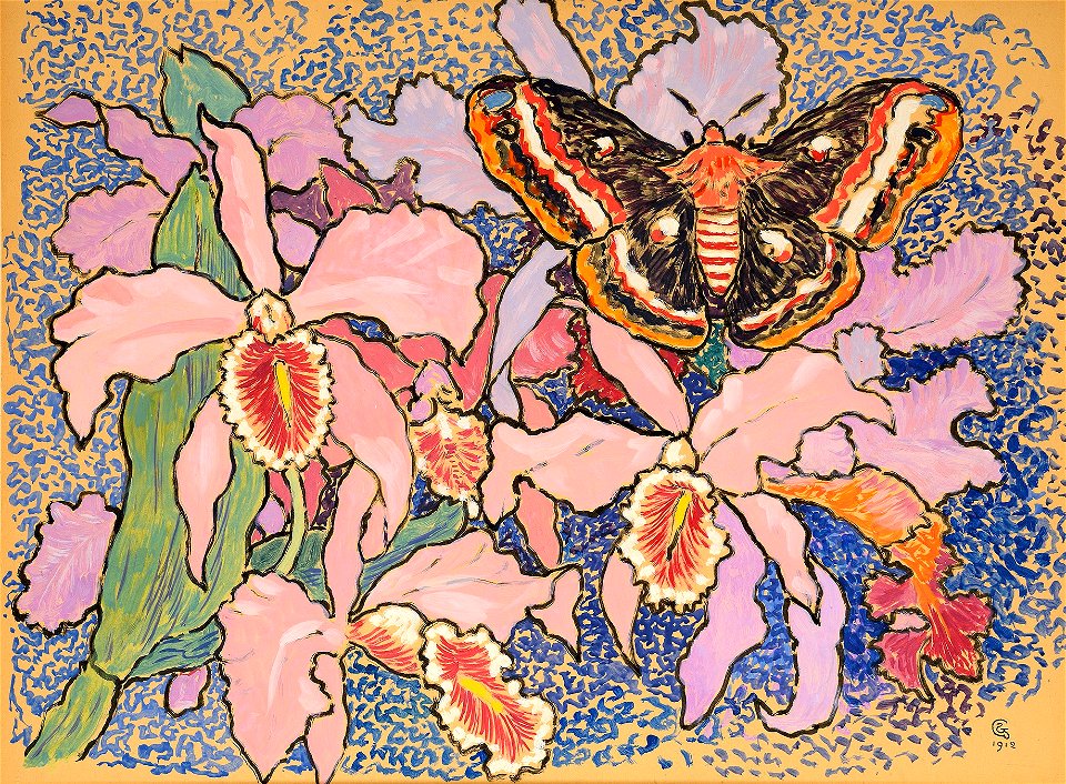 Gisbert Combaz - Orchids and an Emperor Moth