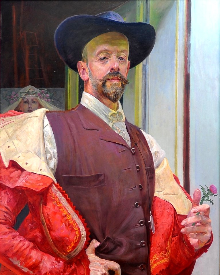 Jacek Malczewski - Autoportret z kwiatem ostu 1911