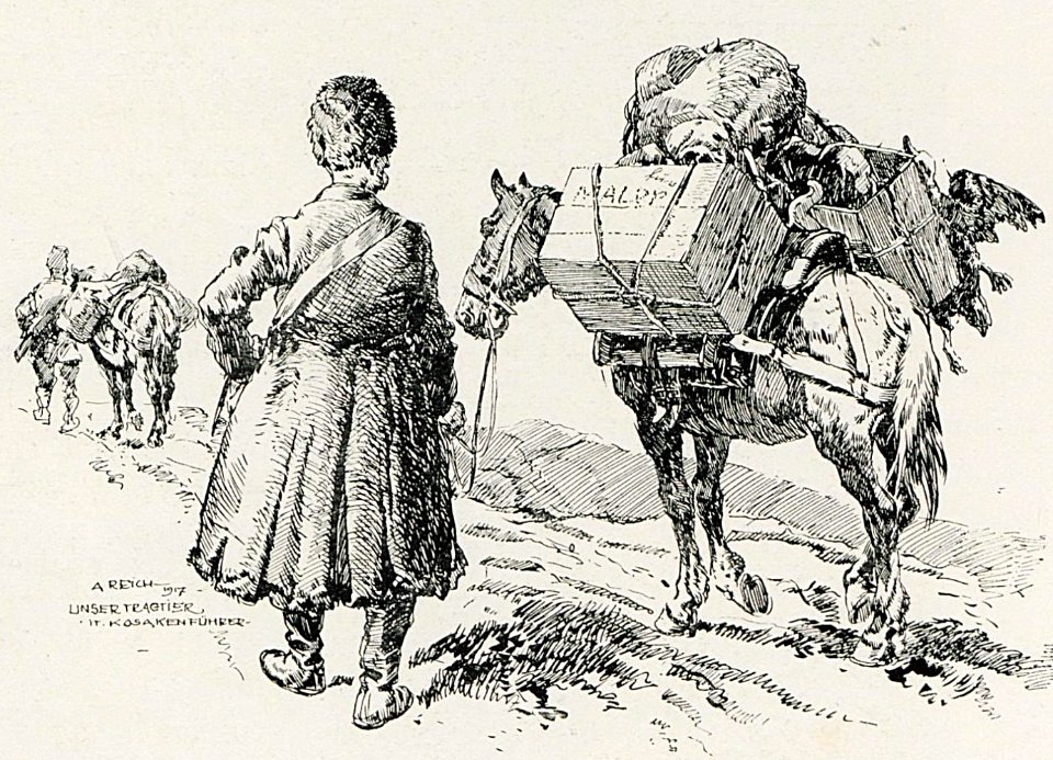 1916 - Albert Reich - Batalia de la Ramnicu Sarat, cazaci rusi cu o coloana samarizata p57