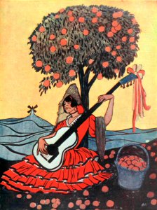 1914-07-25, La Esfera, Españolada, Sancha (cropped). Free illustration for personal and commercial use.