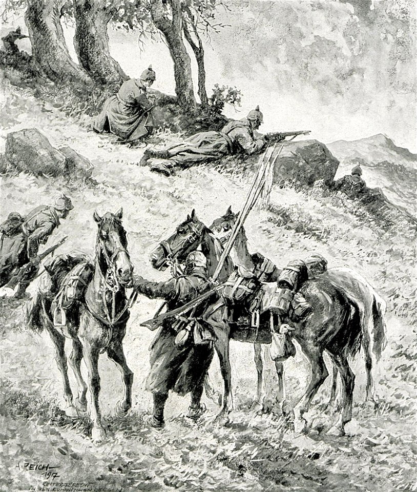 1916 - Albert Reich - Batalia de la Ramnicu Sarat, cavalerie germana in lupta p54