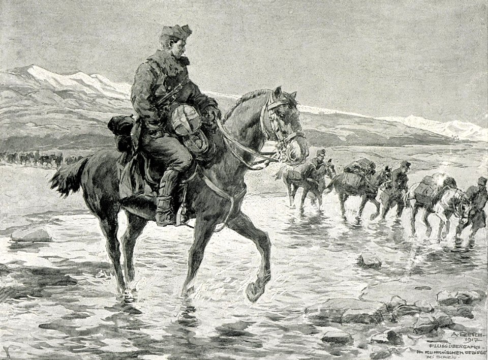 1916 - Albert Reich - Batalia de la Ramnicu Sarat, coloana austro-ungara in mars pe Valea Slanicului p56