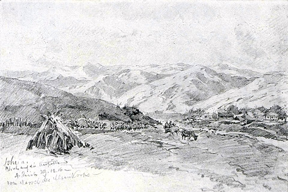 1916 - Albert Reich - Buzau, Muntii Buzaului vazuti din Valea Slanicului - Scheiu p57