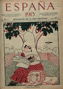 1915-06-18, España, Neutralidad, Bagaría. Free illustration for personal and commercial use.