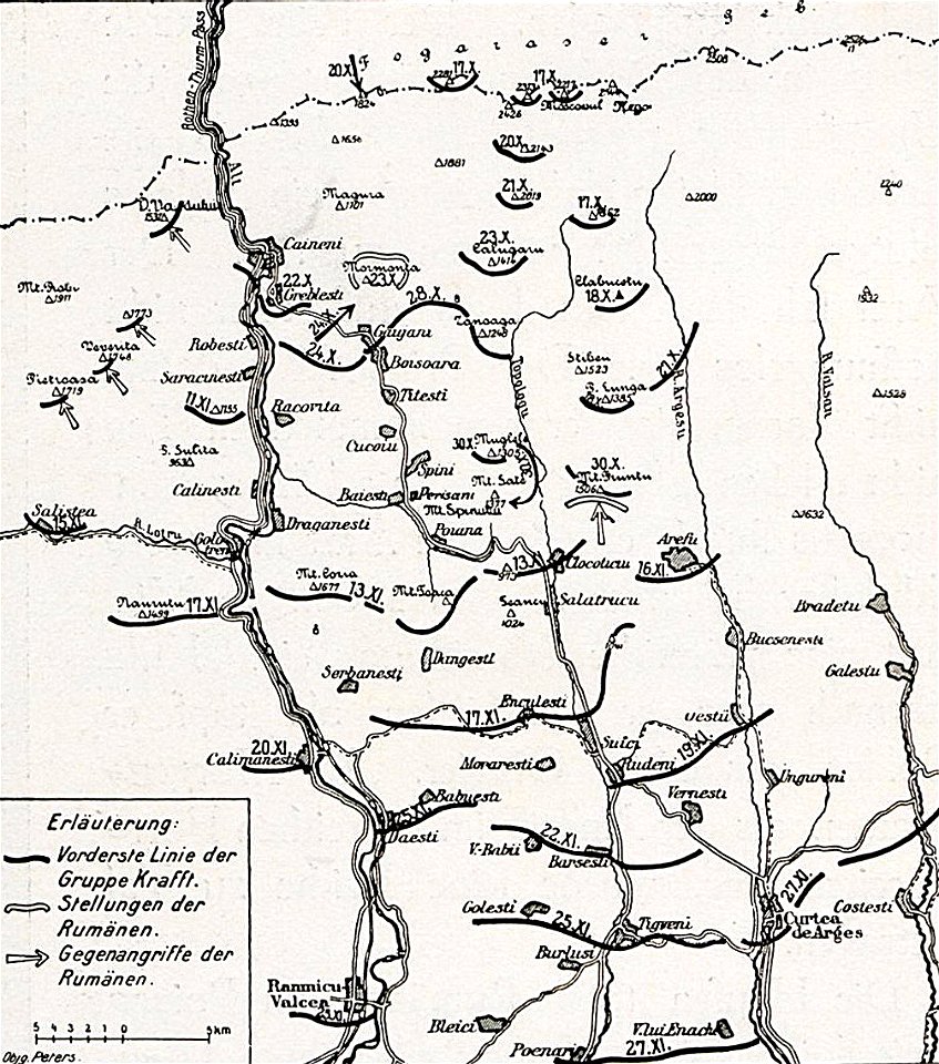 1916 - Albert Reich - Harta cu luptele Corpului Alpin German in regiunea Valea Oltului-Arges p32