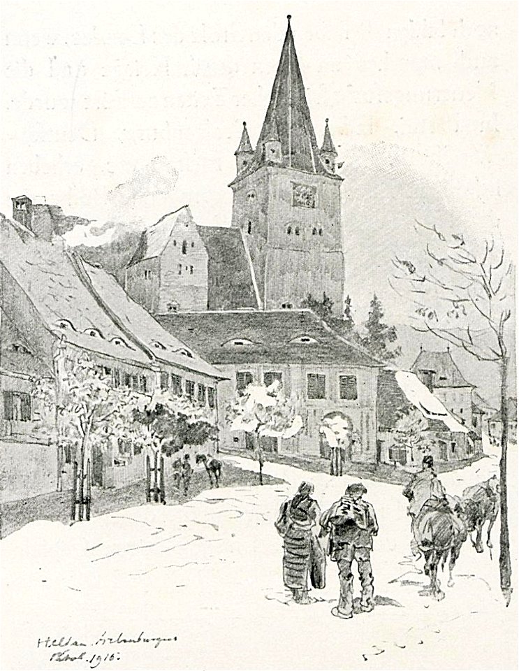 1916 - Albert Reich - Transilvania, biserica fortificata din Cisnadie p9