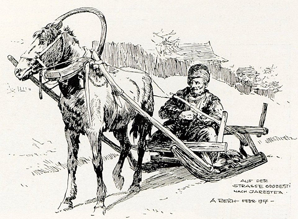 1916 - Albert Reich - Odobesti, sanie pe o strada p73