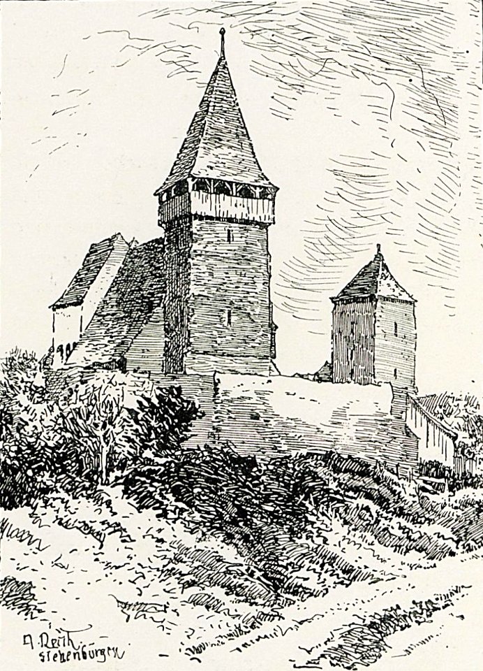 1916 - Albert Reich - Transilvania, biserica fortificata din Brateiu p8