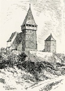 1916 - Albert Reich - Transilvania, biserica fortificata din Brateiu p8