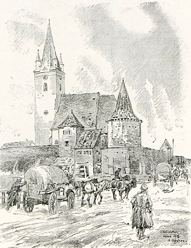 1916 - Albert Reich - Transilvania, biserica fortificata din Cristian, Sibiu p9