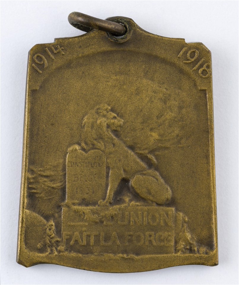 1914-1918 L'Union Fait La Force, medal by Jacques Marin (1877-1950), Belgium, 1918, Coins and Medals Department of the Royal Library of Belgium, 2Lef83 - 49 (verso)