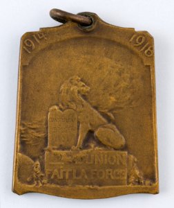 1914-1918 L'Union Fait La Force, medal by Jacques Marin (1877-1950), Belgium, 1918, Coins and Medals Department of the Royal Library of Belgium, 2Lef83 - 49 (verso)