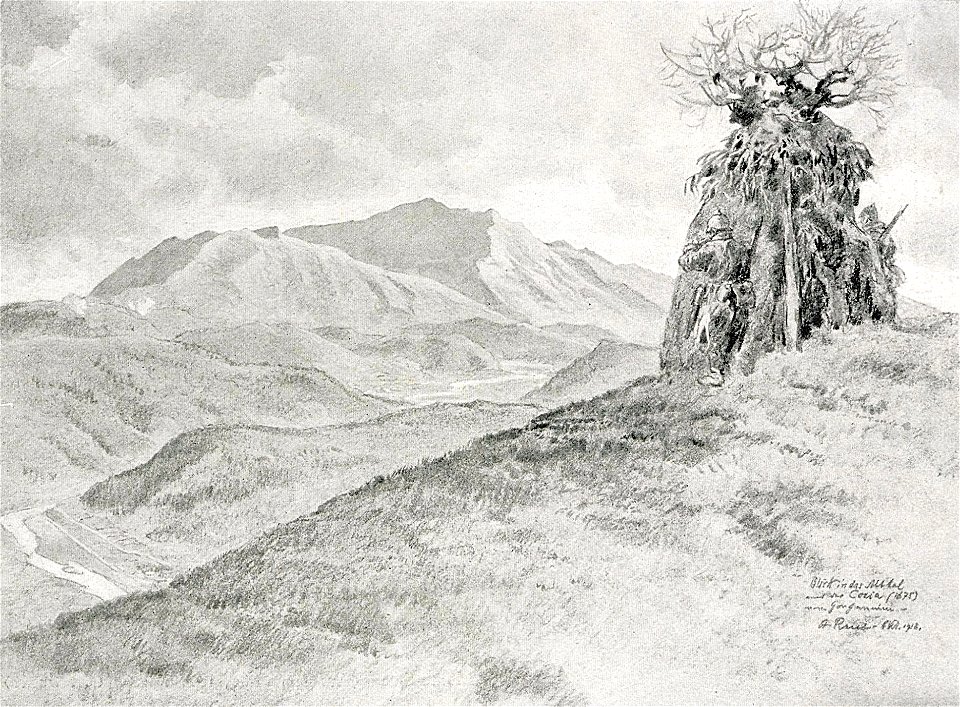 1916 - Albert Reich - Valea Oltului, vedere a văiii Oltului superior şi muntelui Cozia p34