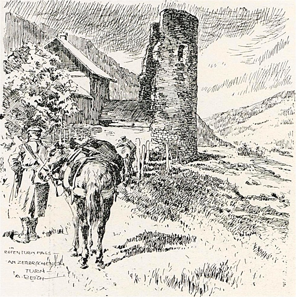 1916 - Albert Reich - Turnu Rosu, ruinele turnului din trecatoare p18