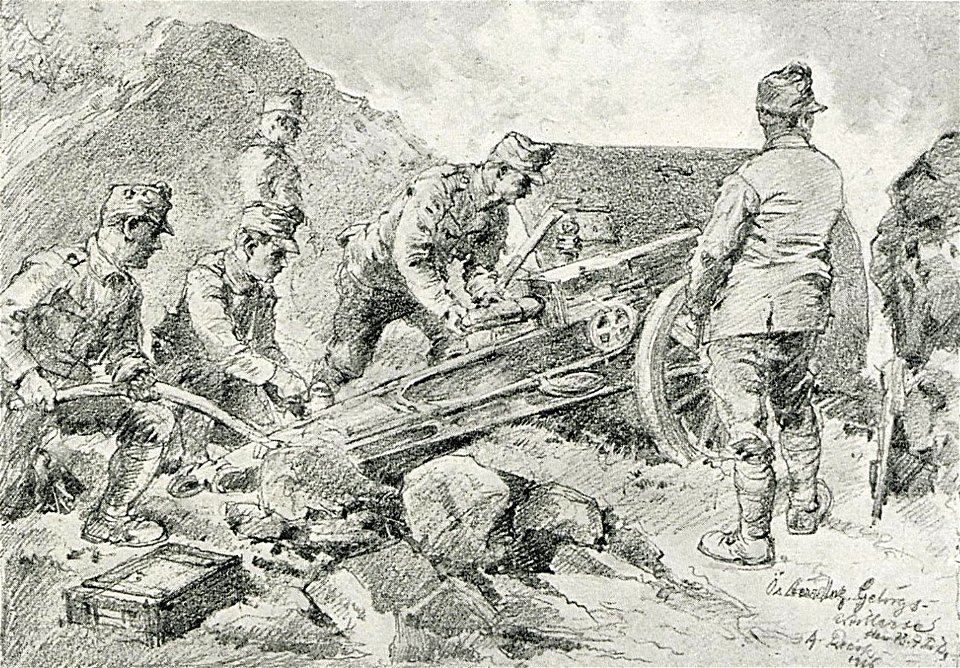 1916 - Albert Reich - Valea Oltului, artilerie de munte austro-ungara in pozitie p27