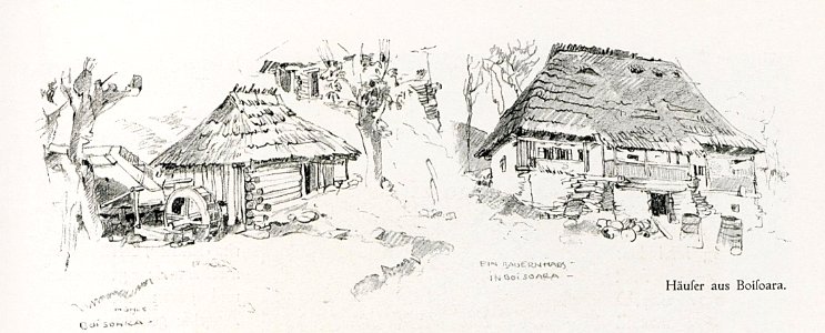 1916 - Albert Reich - Valea Oltului, case din Boisoara p25