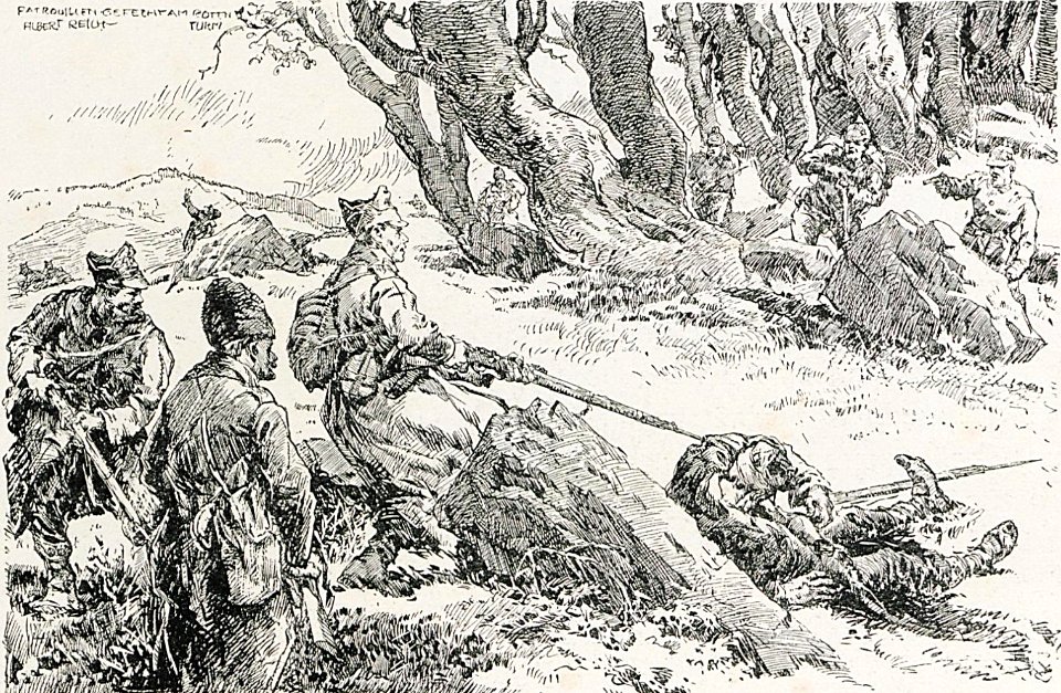 1916 - Albert Reich - Valea Oltului, intalnire cu o patrula inamica p16