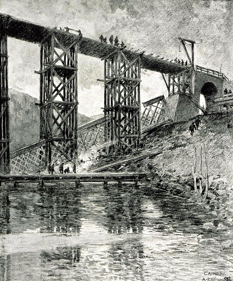 1916 - Albert Reich - Valea Oltului, refacerea podului peste Olt de la Caineni de trupele germane p24