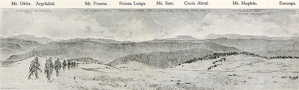 1916 - Albert Reich - Valea Oltului, vedere panoramica a muntilor din estul Oltului p26