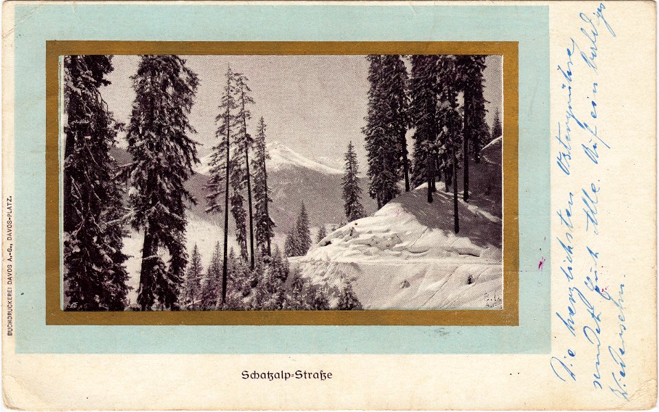 1916-04-22b Kriegsgefangenpostkarte aus Davos Schatzalp-Straße