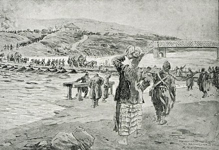 1916 - Albert Reich - Valea Oltului, coloana germana trecand Oltul la R Valcea p39