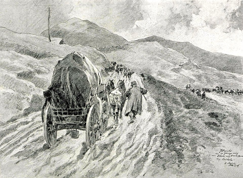 1916 - Albert Reich - Batalia de la Ramnicu Sarat, spre vârful Spidele p60