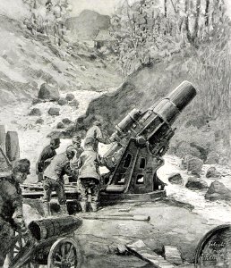 1916 - Albert Reich - Valea Oltului, mortier german de 305 mmin pozitie la Titestii p30